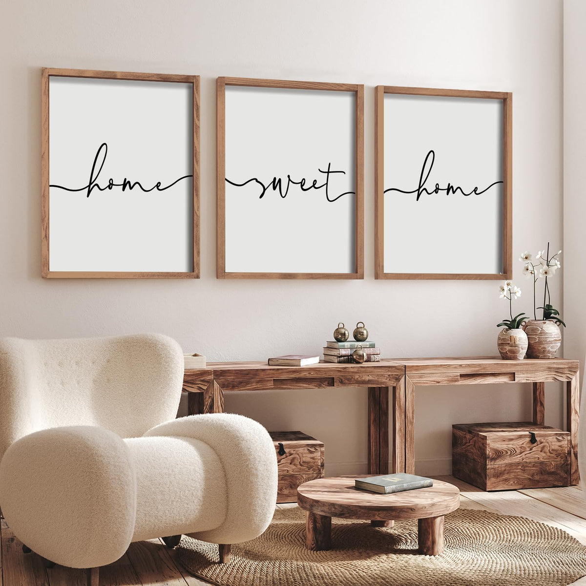 Set of 3 Framed Farmhouse Home Sweet Home Sign Above Bed - Heiple Official Imagery - 4