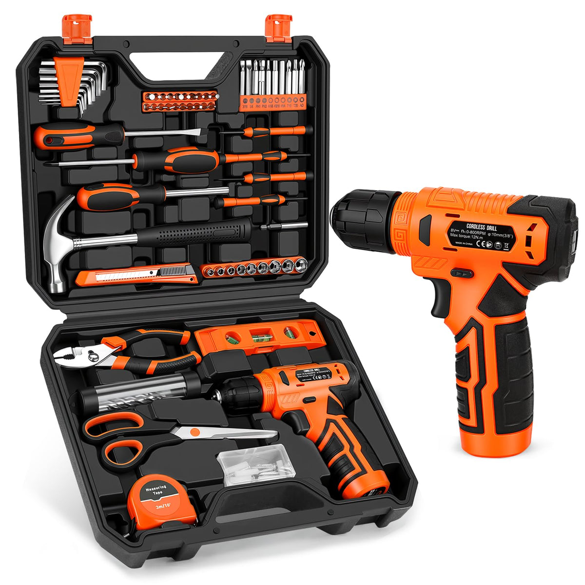 139 Piece Home Tool Kit with 8V Cordless Drill and Storage - Thatool Official Imagery - 1