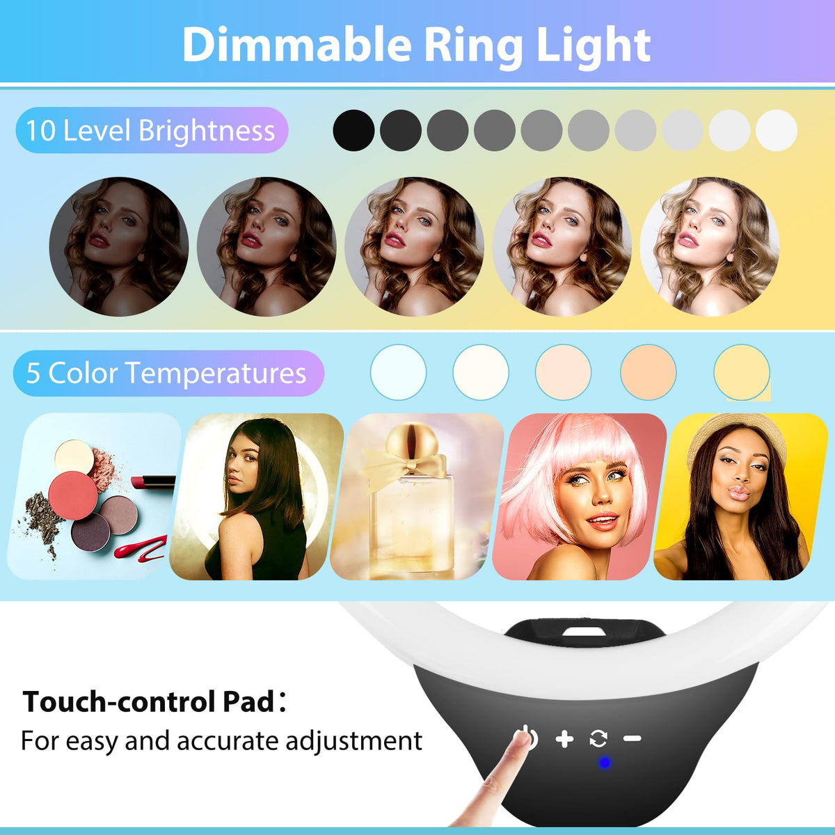 Sensyne 12 inch Ring Light with 67 inch Selfie Stick Tripod - SENSYNE Official Imagery - 4