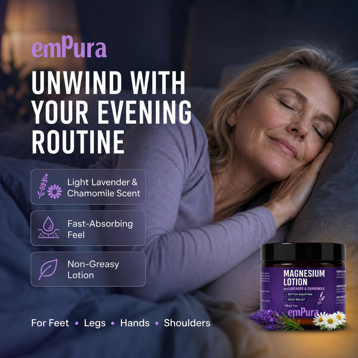 EMPURA Lavender Magnesium Lotion Relaxing Gifts for Women 6 - EMPURA Official Imagery - 3