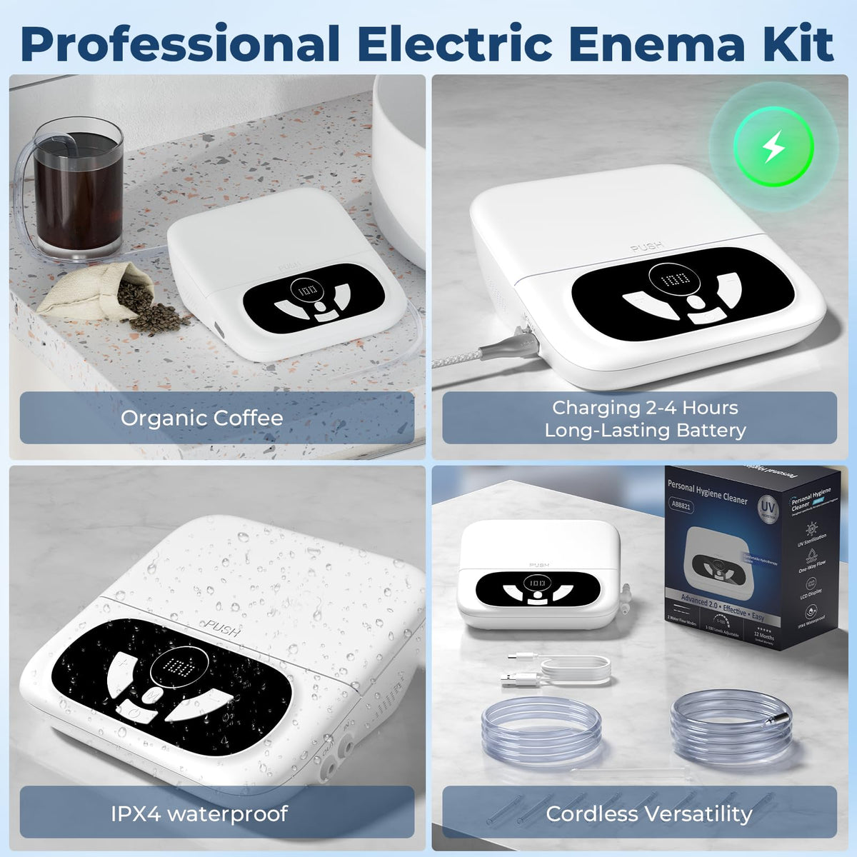 Electric Enema Kit UVc Clean 100 Level Adjustable Dual - CNAPES Official Imagery - 8