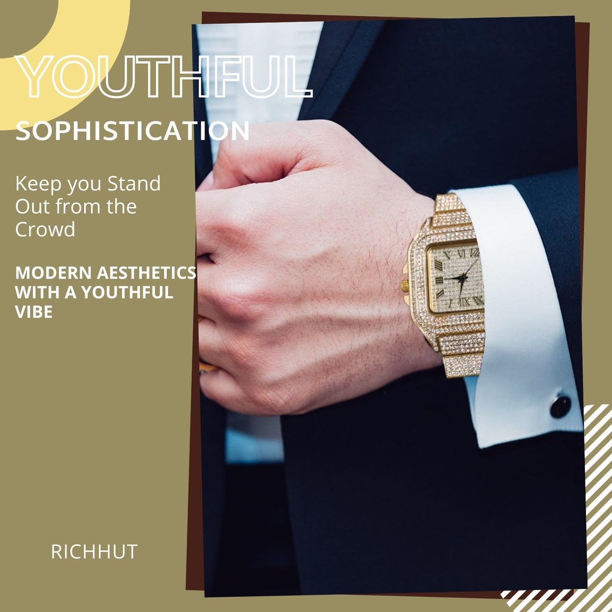 Diamond Watch for Men Guys - richhut Official Imagery - 7