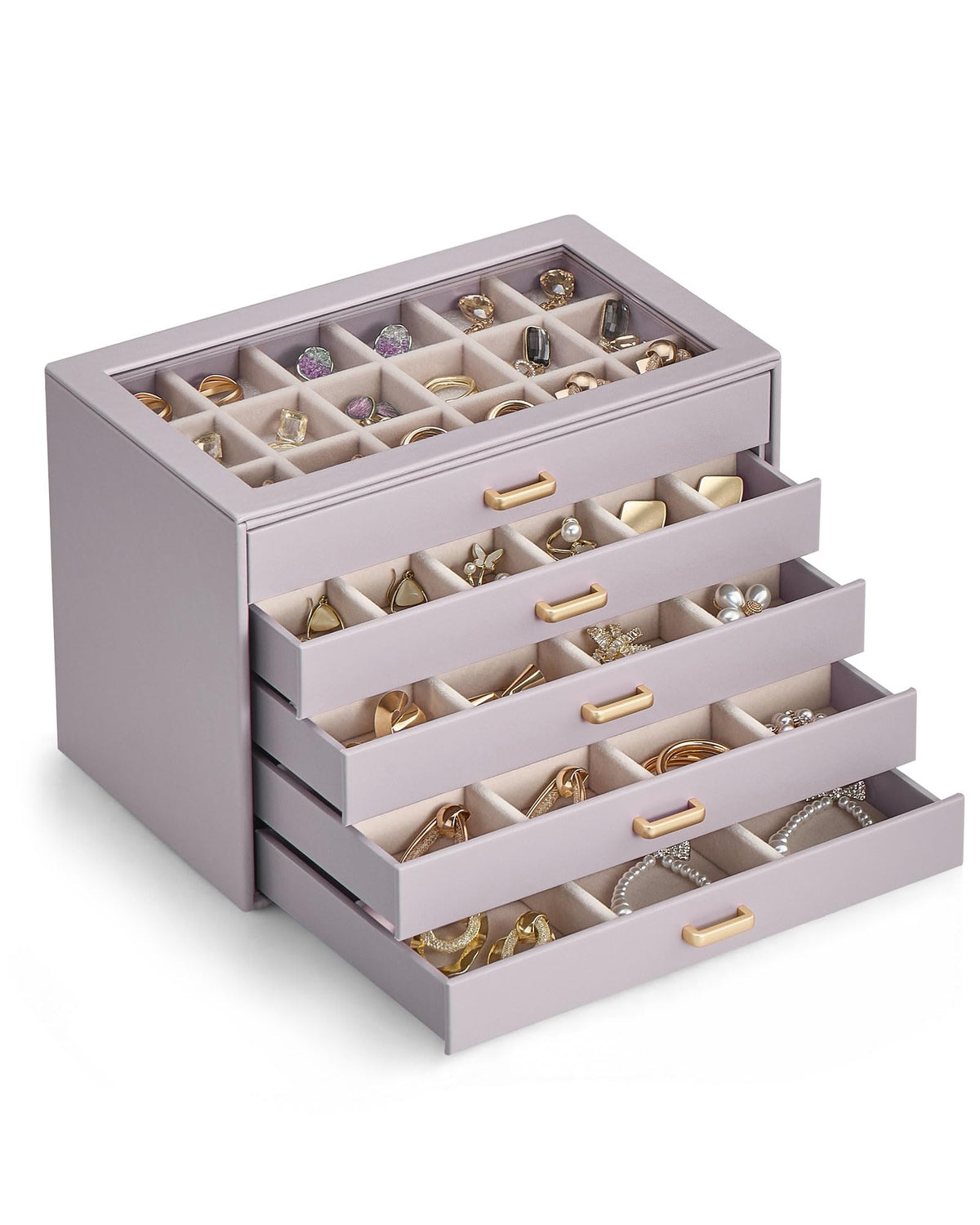 Lolalet Earring Organizer Jewelry Box with Clear Lid Purple - Lolalet Official Imagery - 1