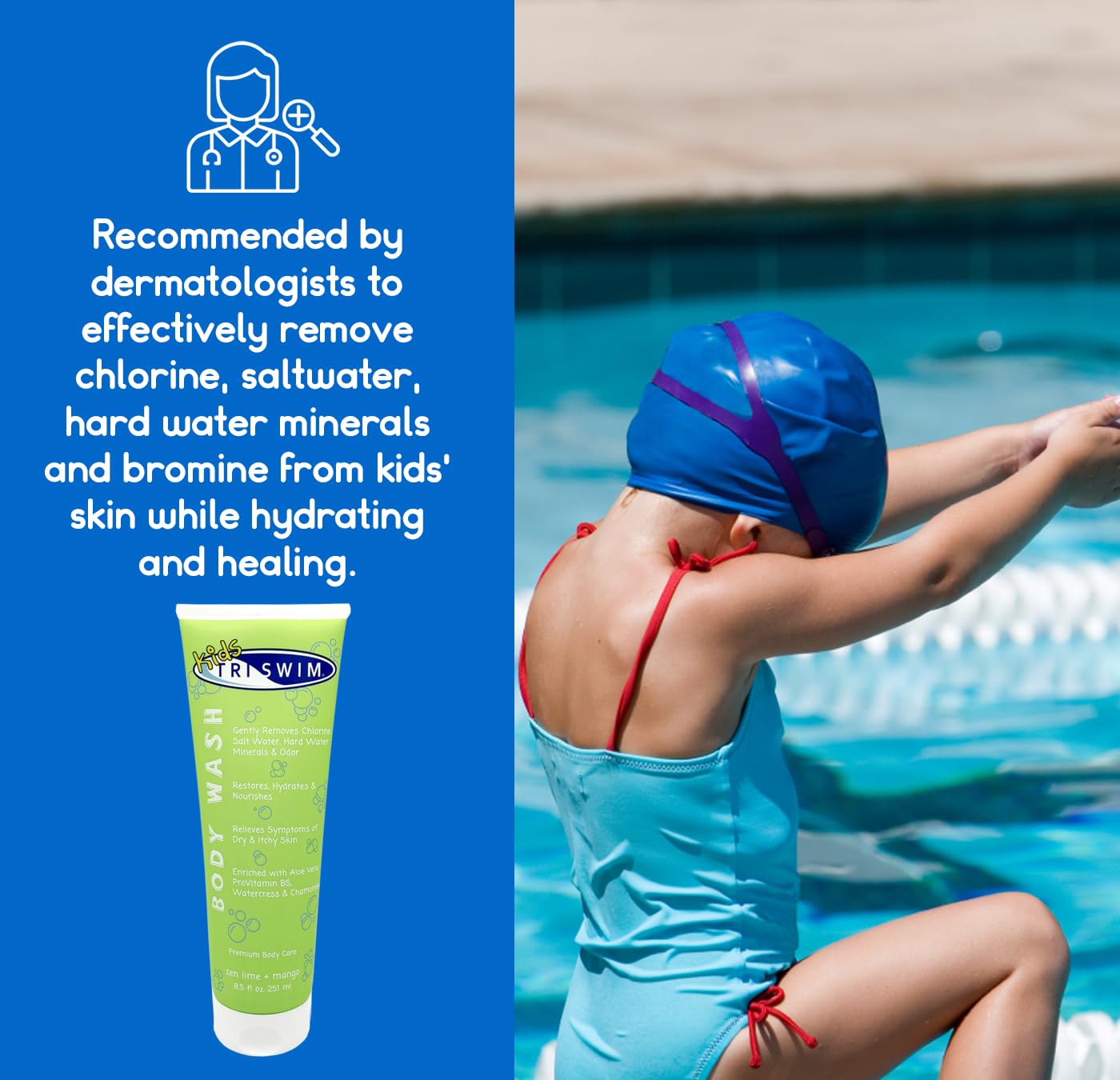 Triswim Kids Scented Body Wash After Swimmer Skincare, Chlorine - TRISWIM