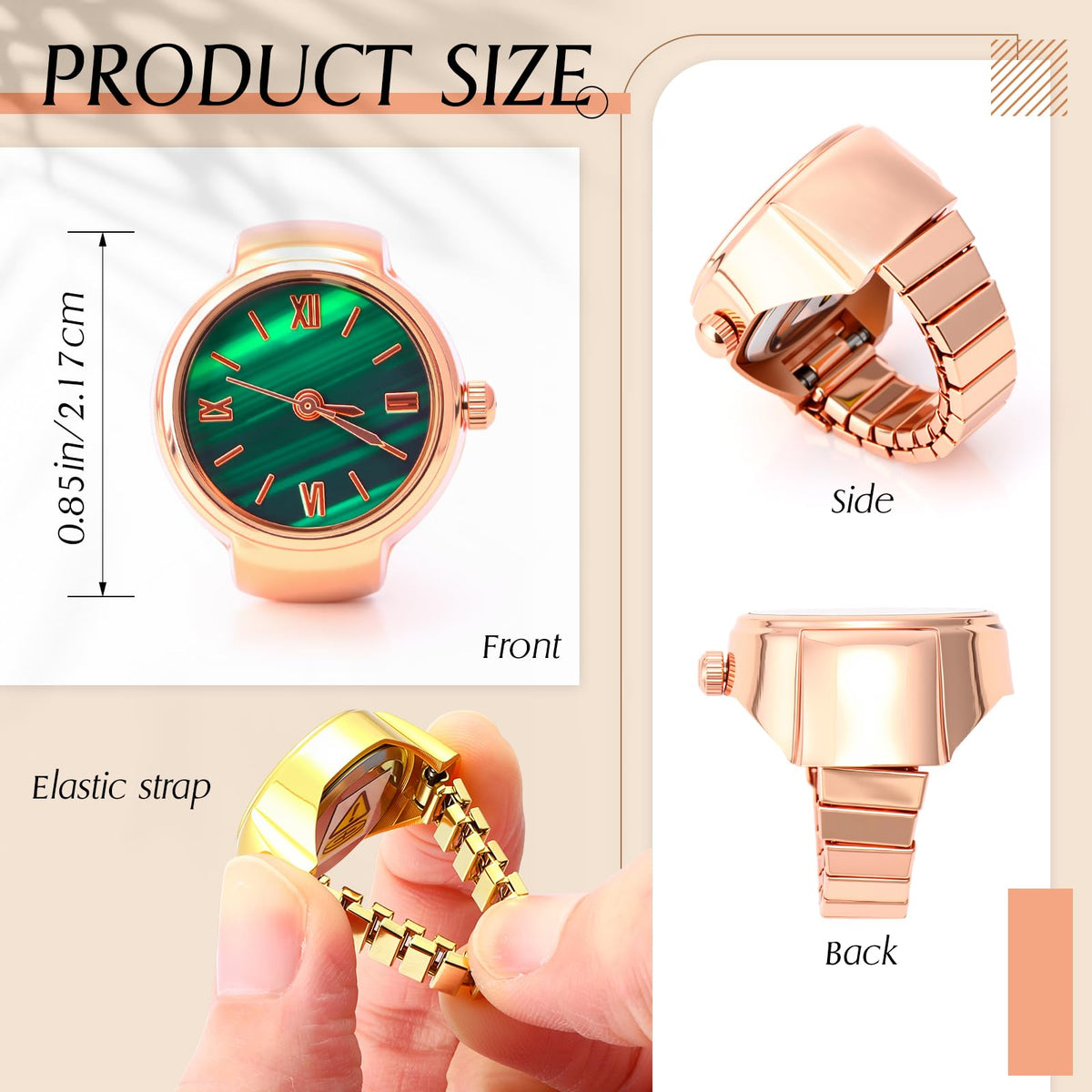 Landical 10 Pcs Finger Watches for Women Men Adjustable - Landical Official Imagery - 3