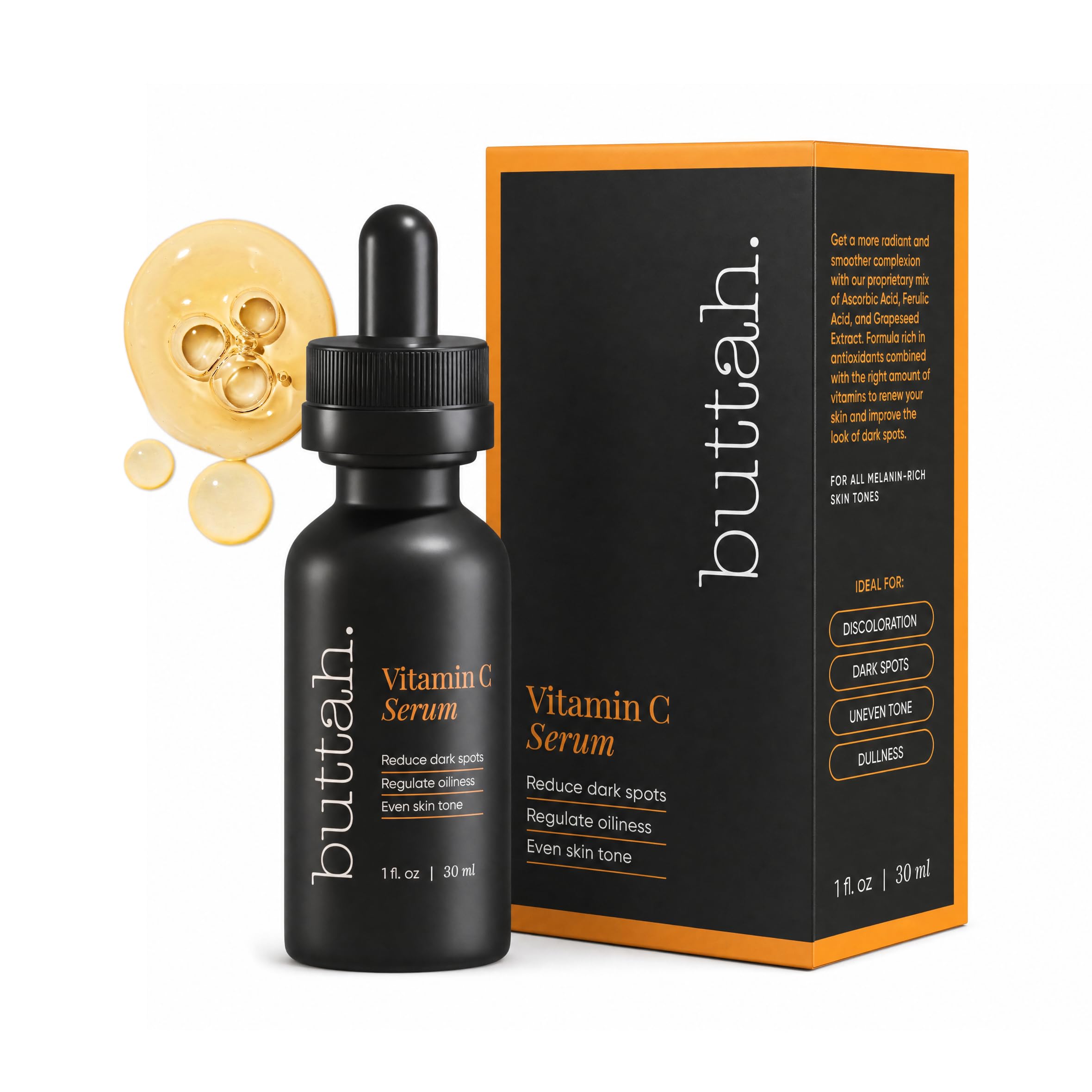 Buttah Skin 15% Vitamin C Serum 1 FL oz 30mL - For Uneven Skin - Product Imagery
