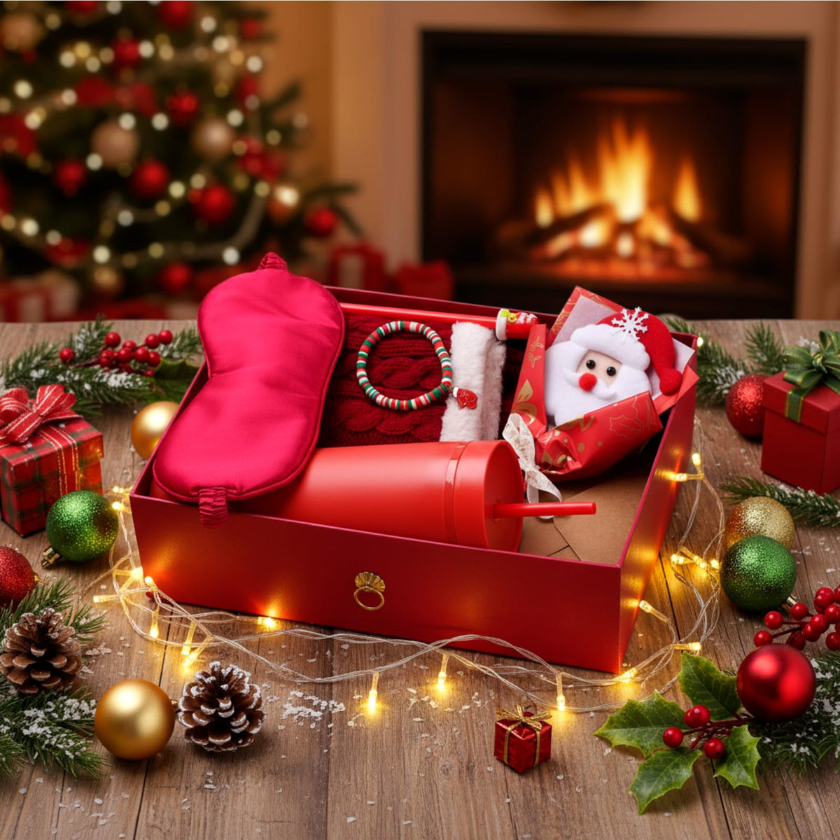 13 Pcs Christmas Women Gift Set Winter Gift Box Classic Red - Cutecrop Official Imagery - 3