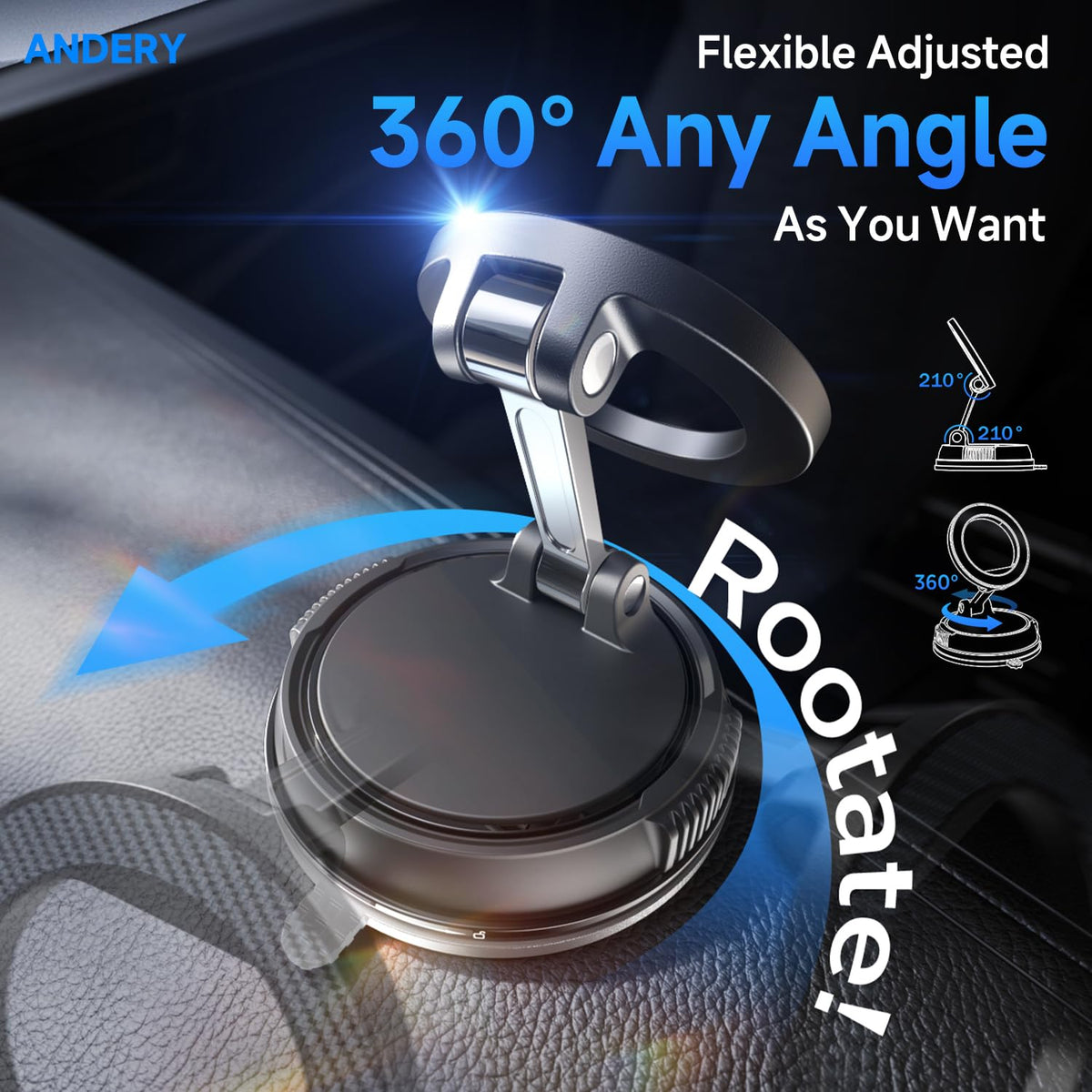 ANDERY Car Phone Holder for Magsafe 360 Adjustable Car Phone - ANDERY Official Imagery - 5