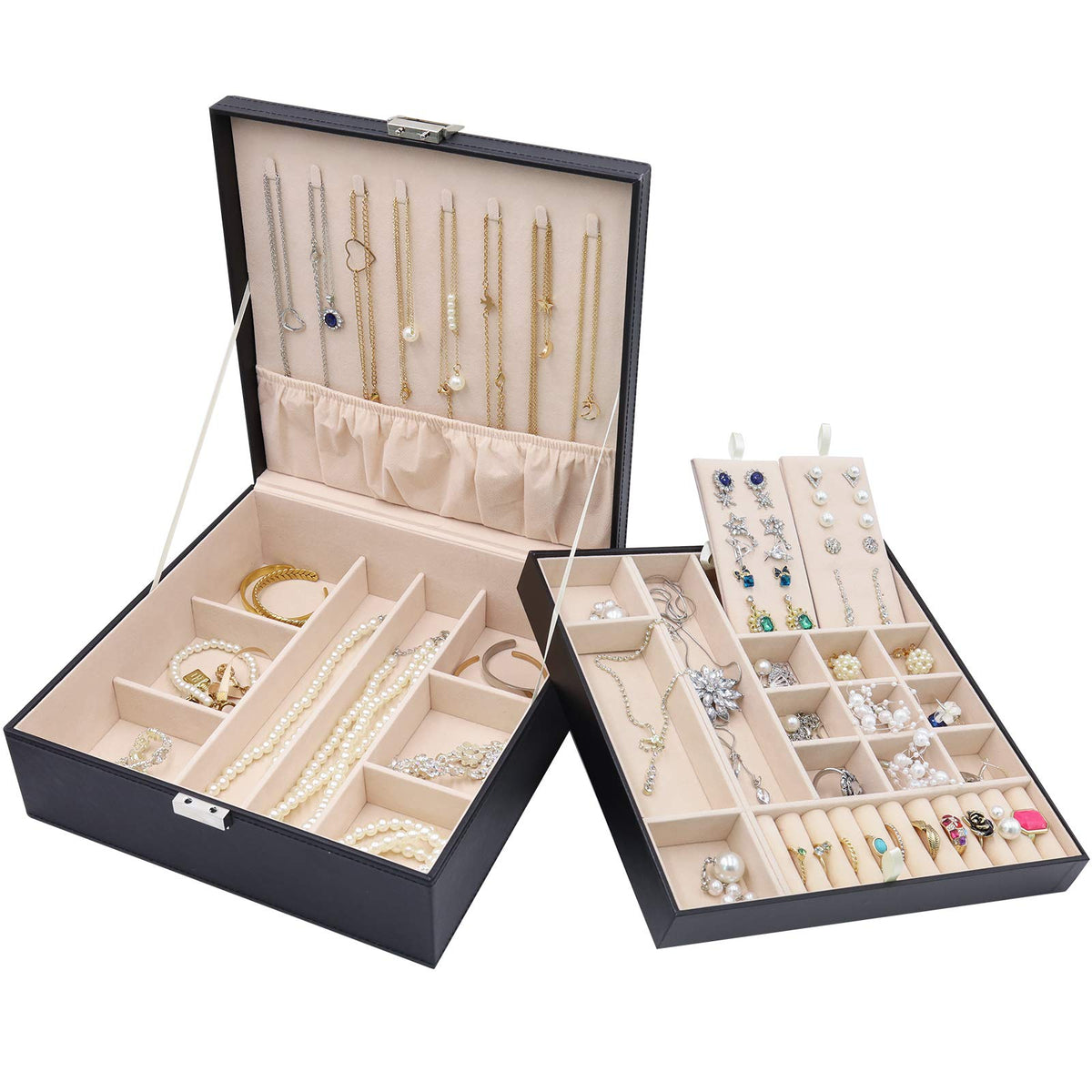 ProCase 2 Layers Jewelry Box for Women Black - ProCase Official Imagery - 1