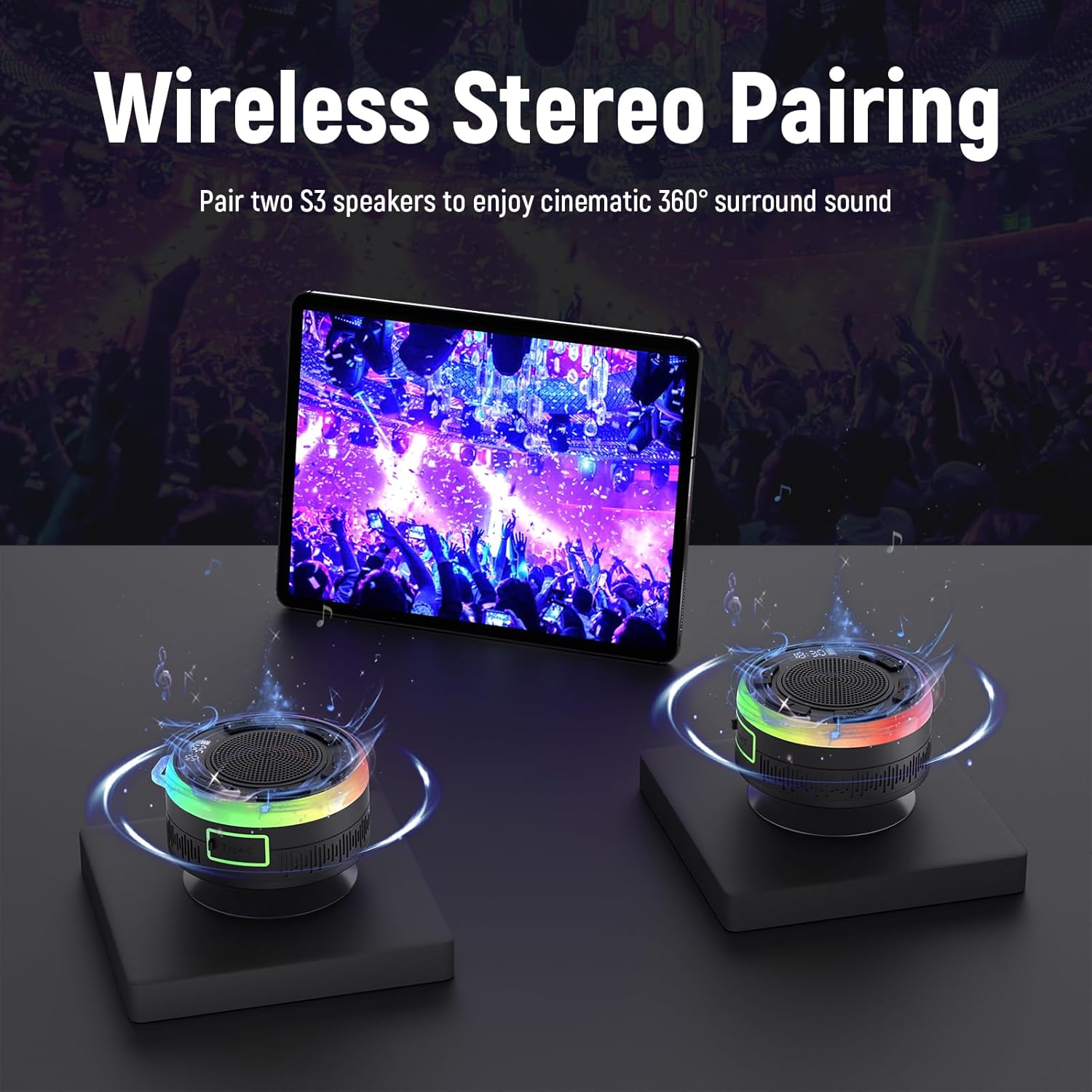 PRSCFUM IPX7 waterproof shower Bluetooth speaker, small portable speaker with waterproof design, ideal for bathroom use