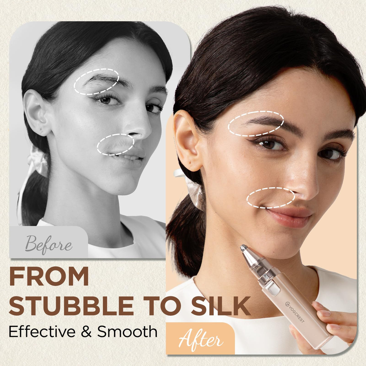 VG VOGCREST Rechargeable Facial Hair Remover for Women 2 in - VG VOGCREST Official Imagery - 5
