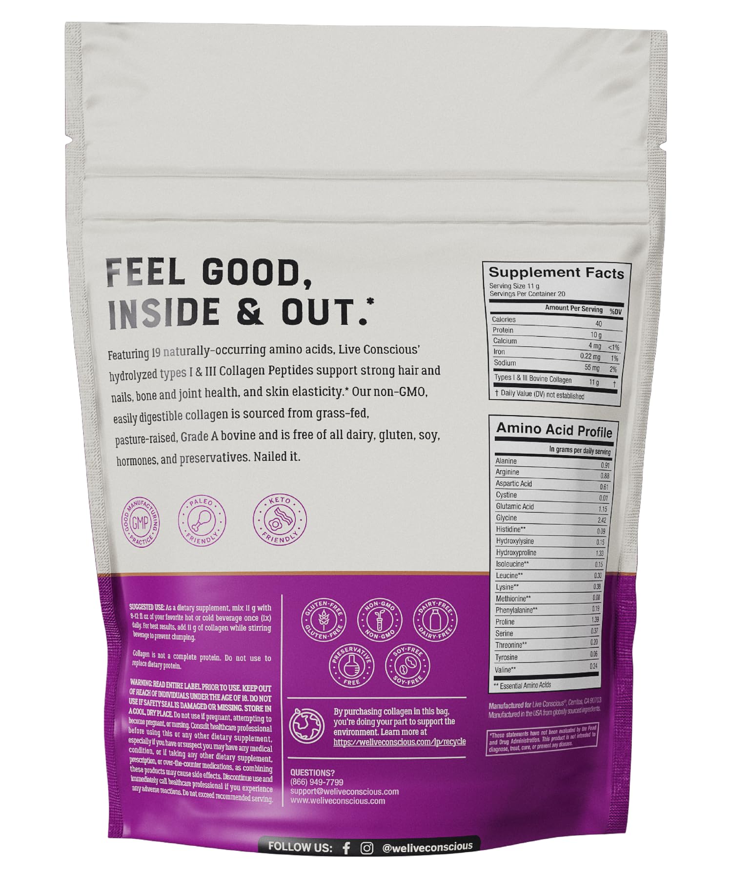 Live Conscious Collagen Powder Hydrolyzed Collagen Peptides - Live Conscious Official Imagery - 7