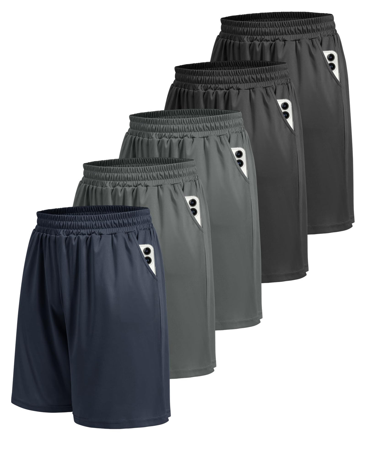 5 Pack Athletic Gym Mens Shorts - BOOJO Official Imagery - 2