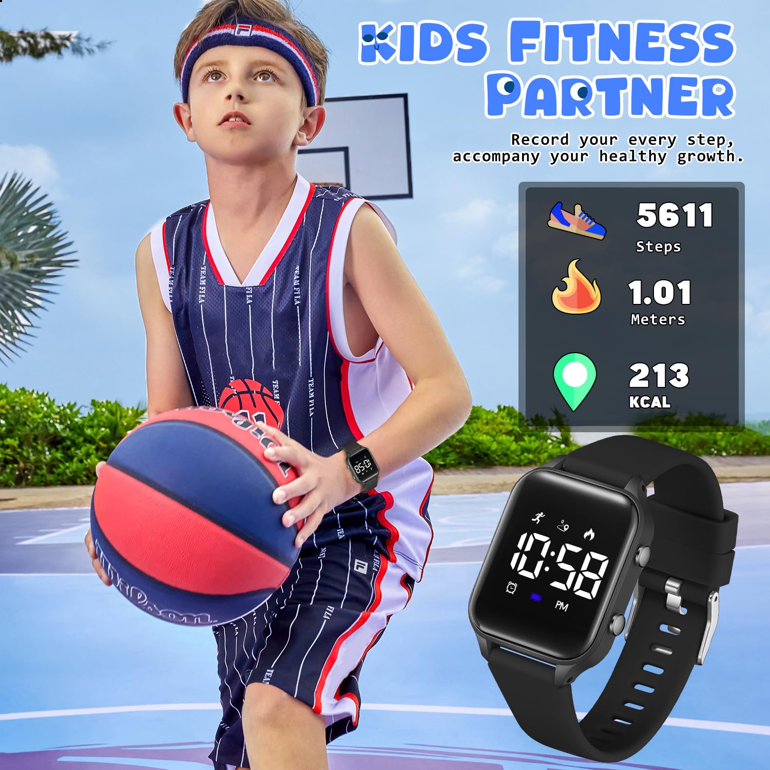 Timever Kids Digital Watches for Boys Girls, Sports Watch with Fitness - View 3