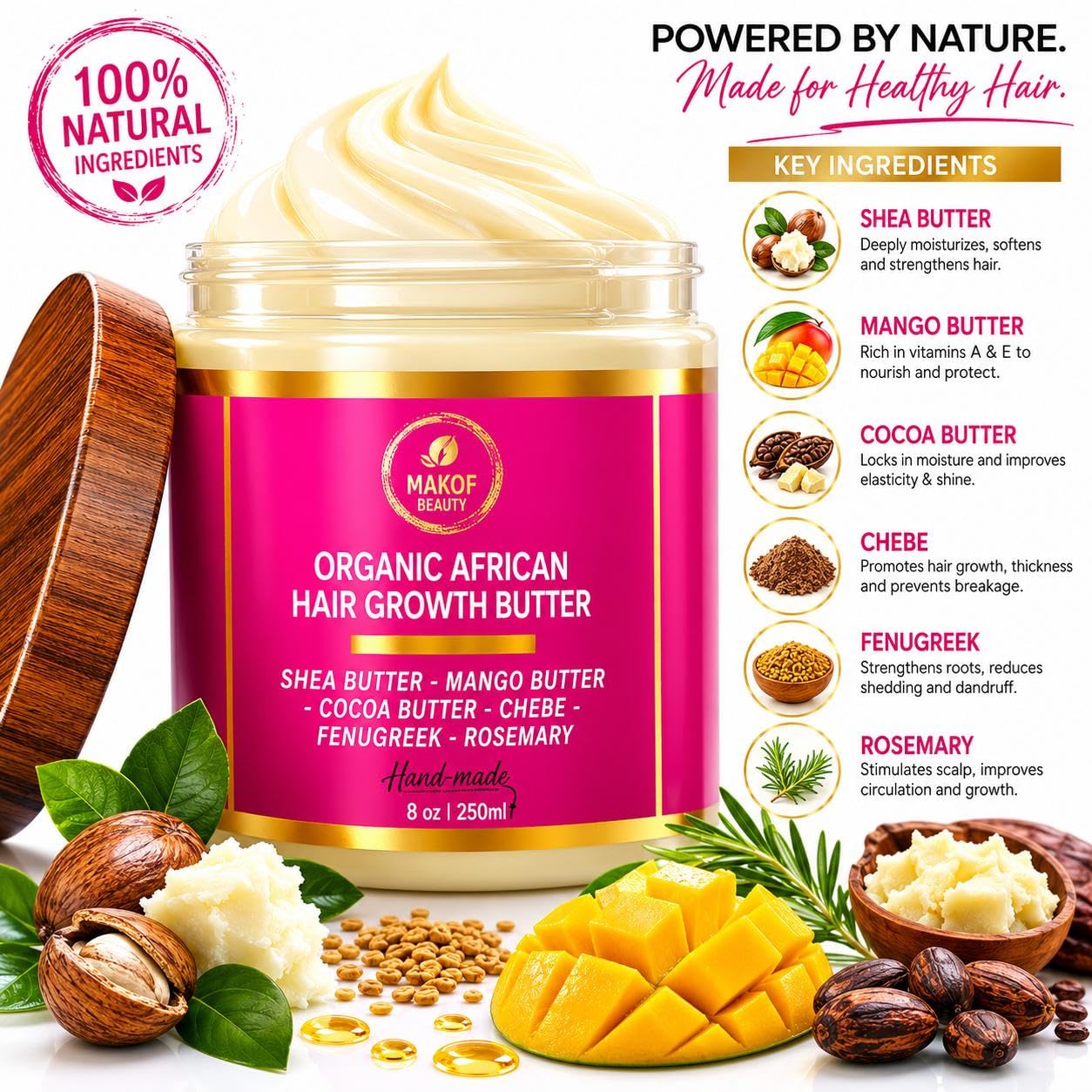 MAKOF BEAUTY Chebe Hair Growth and Thickening Butter - Ayurvedic Deep - MAKOF BEAUTY Official Product View 3