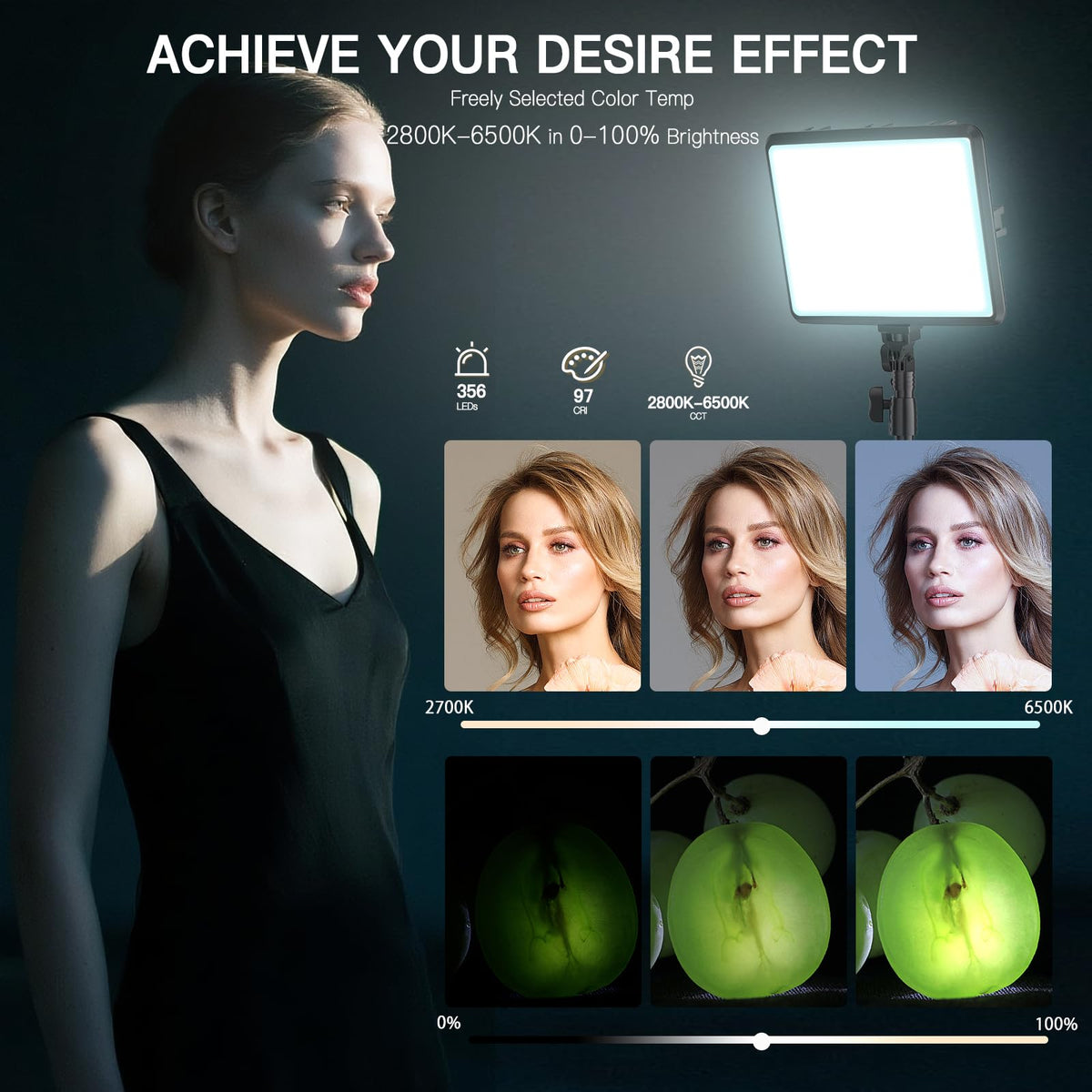 2 Pack LED Video Light Kit NiceVeedi Studio Light 2800 6500K - NiceVeedi Official Imagery - 4