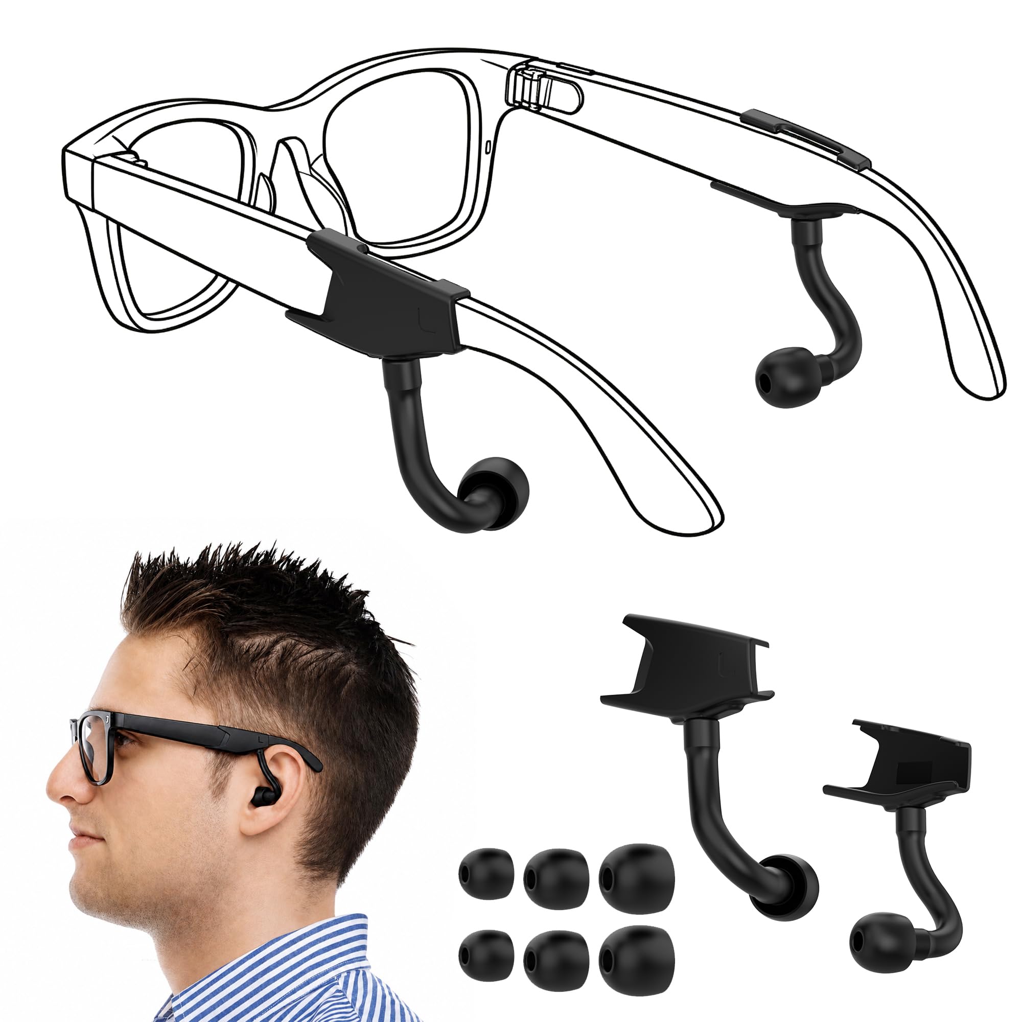 RCstyle HiBloks Voice Privacy Ear Tips for Ray-Ban Meta Smart Gla by RCstyle - Angle View 1