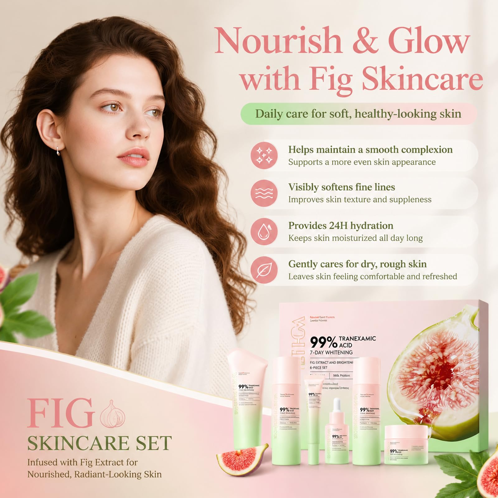 6PCS Figs Korean Skin Care Set, Moisturizing Korean Facial Kits - Jiakale
