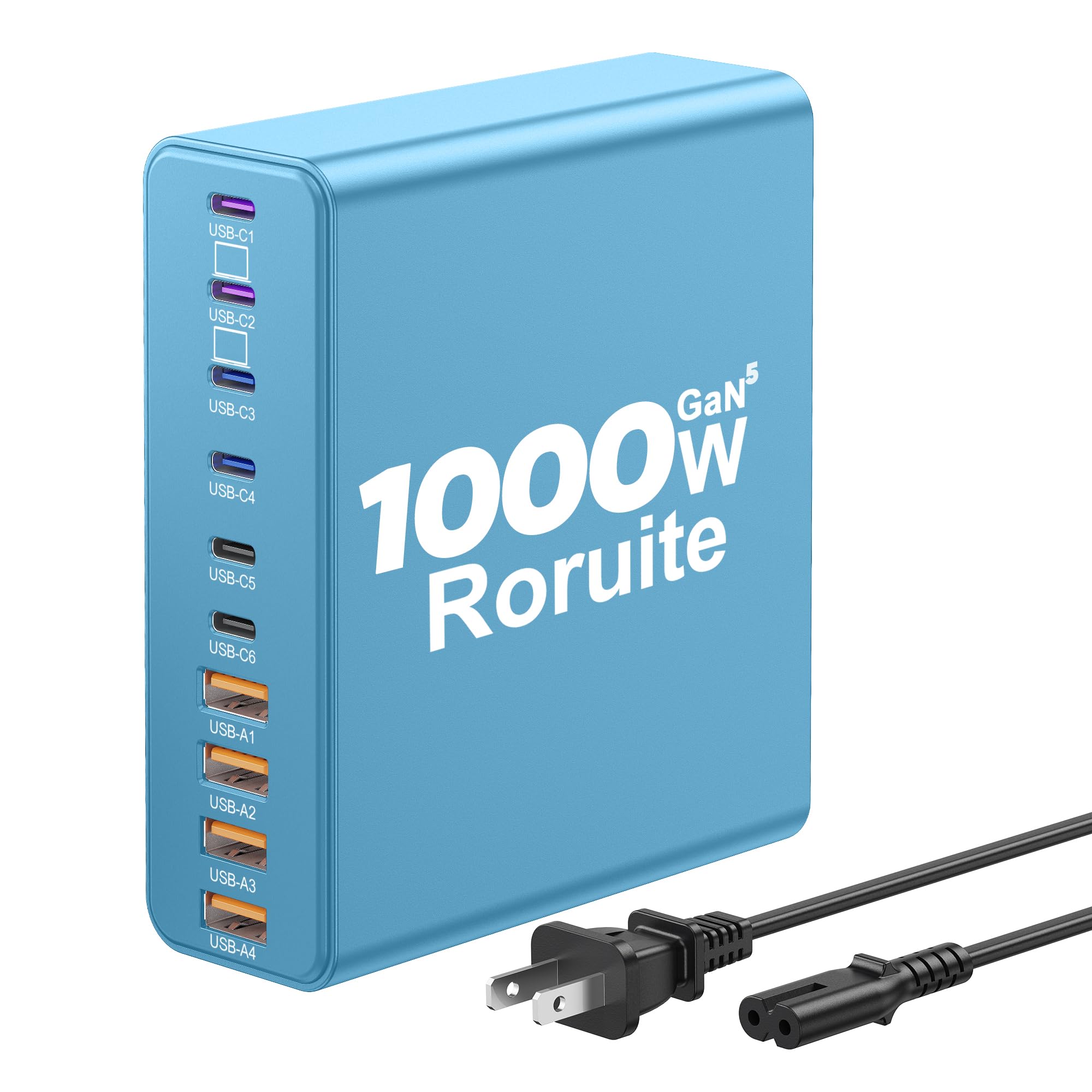 Roruite 1000W USB C Charging Station, 120W PD GaN5 Super Fast USB - Roruite Official Product View 10