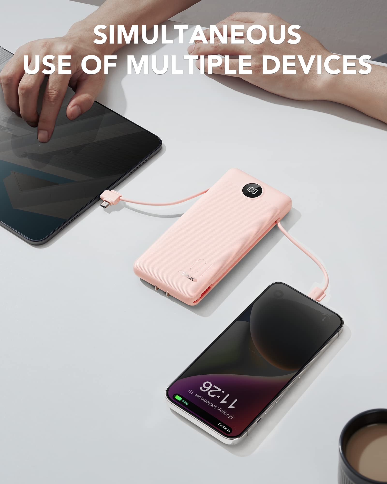 VRURC Portable Charger Power Bank Built in Cables and AC - VRURC Official Imagery - 7