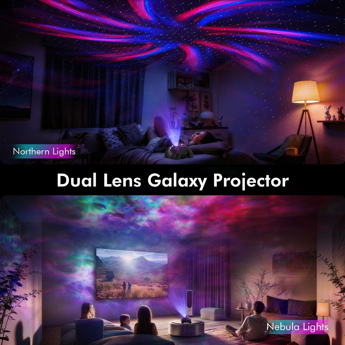 Rossetta Dual Lens Galaxy Star Projector Aurora Night Light - Rossetta Official Imagery - 3
