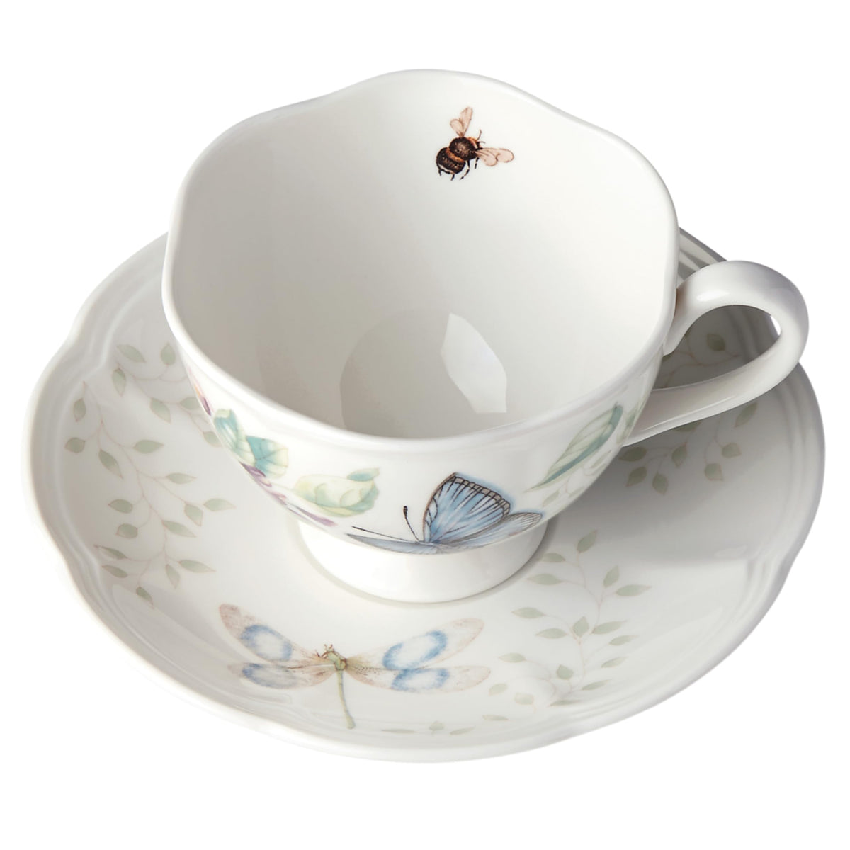 Lenox Butterfly Meadow Blue Porcelain Tea Cup and Saucer Set - Lenox Official Imagery - 3