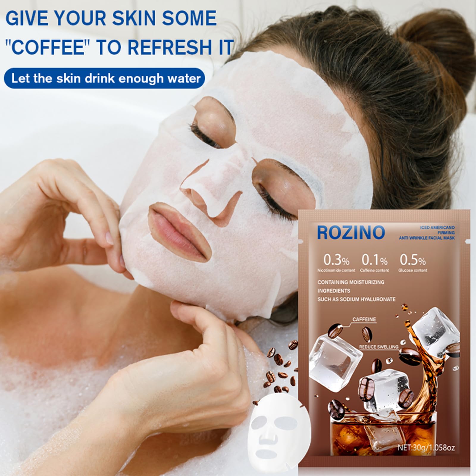 Caffeine Face Mask, Hydrating Sheet Mask with Wrinkle Care &amp; - Generic