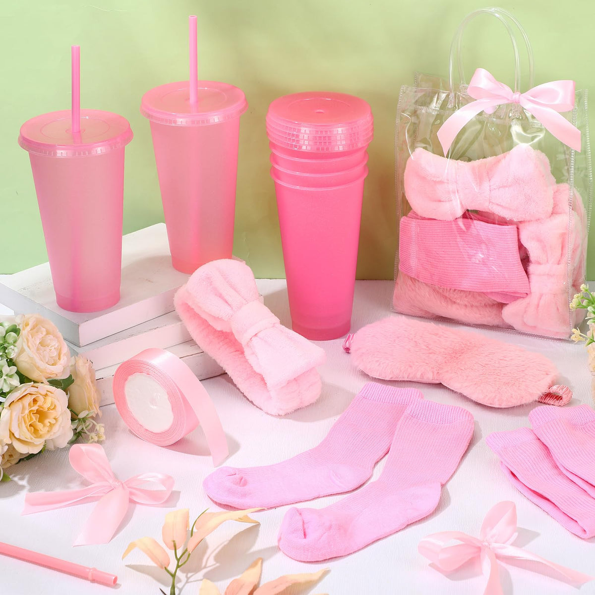31 Pcs Spa Party Favors Pink Bow Headband Eye Mask Bridal - Suncalla Official Imagery - 5