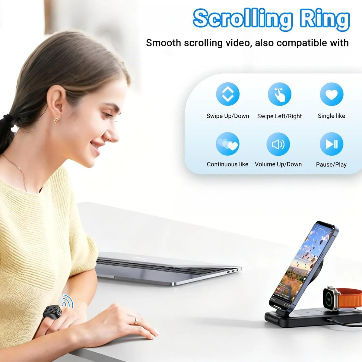Bluetooth Scrolling Ring for TikTok Wireless Remote Page - Premium Selection Official Imagery - 3