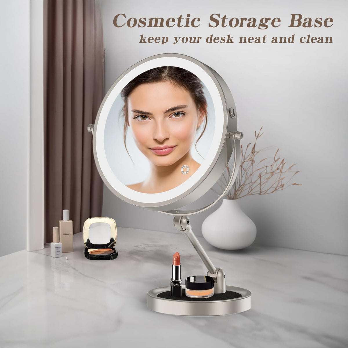 Tabletop Makeup Mirror with Built in Vanity Tray 9 - Rocollos Official Imagery - 5