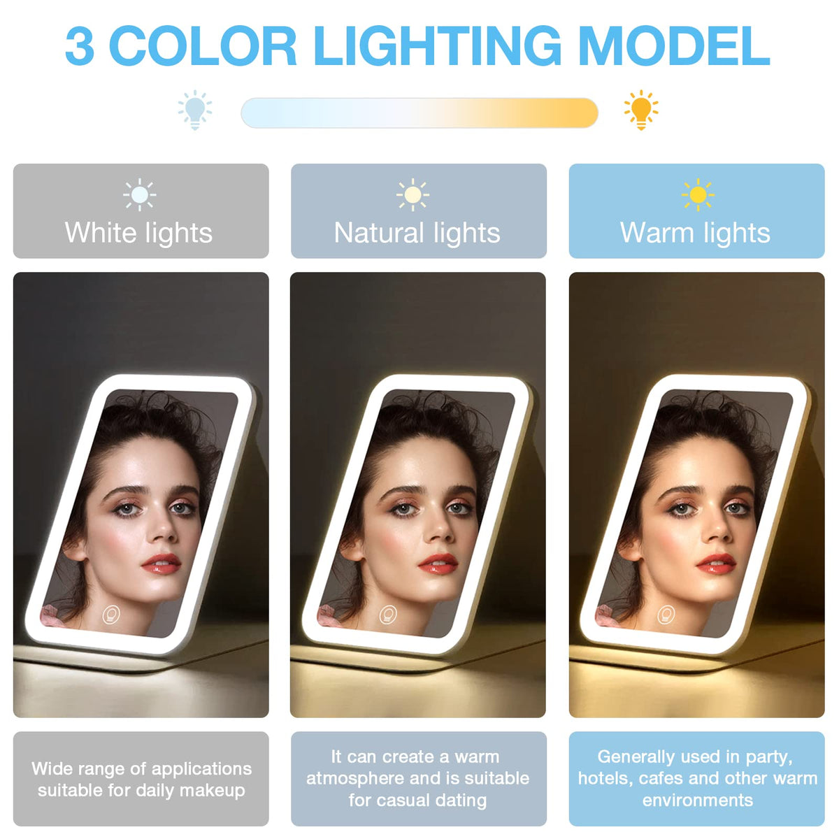 Kintion Travel Makeup Mirror Portable LED Lighted Folding - Kintion Official Imagery - 4