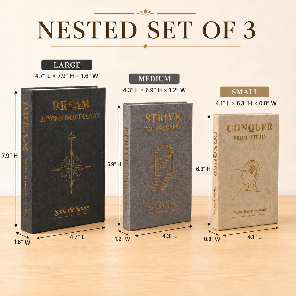 Decorative Books Set of 3 Linen Coffee Table Books - Oxdigi Official Imagery - 3