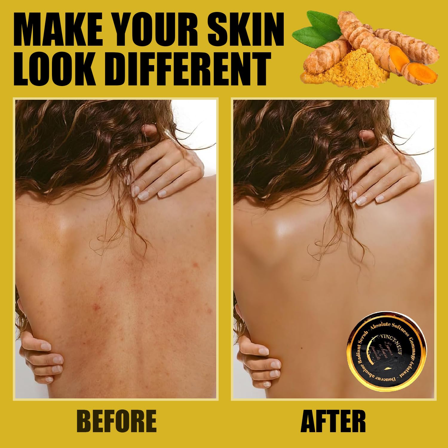 VINGT-NEUF Exfoliating Turmeric Body Scrub, Brightening Body Exfoliator Scrub 280g - VINGT-NEUF Official Product View 6