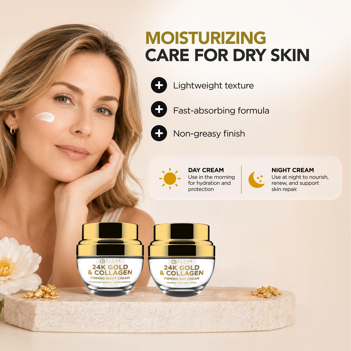 Clear Beauty 24K Gold Collagen Face Moisturizer - Clear Beauty Official Product Imagery - 5