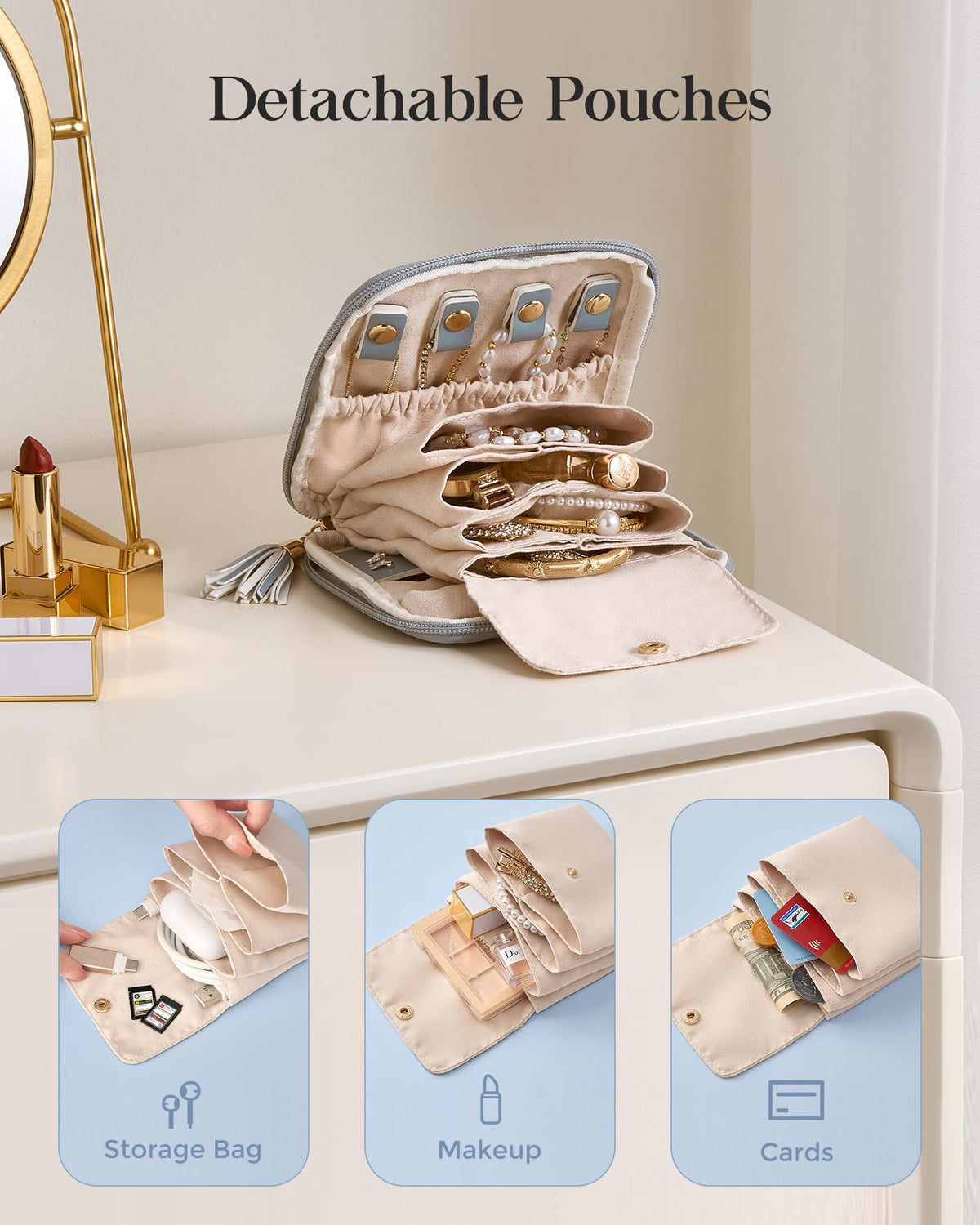 Lolalet Travel Jewelry Case Organizer Soft Jewellery Pouch - Lolalet Official Imagery - 6