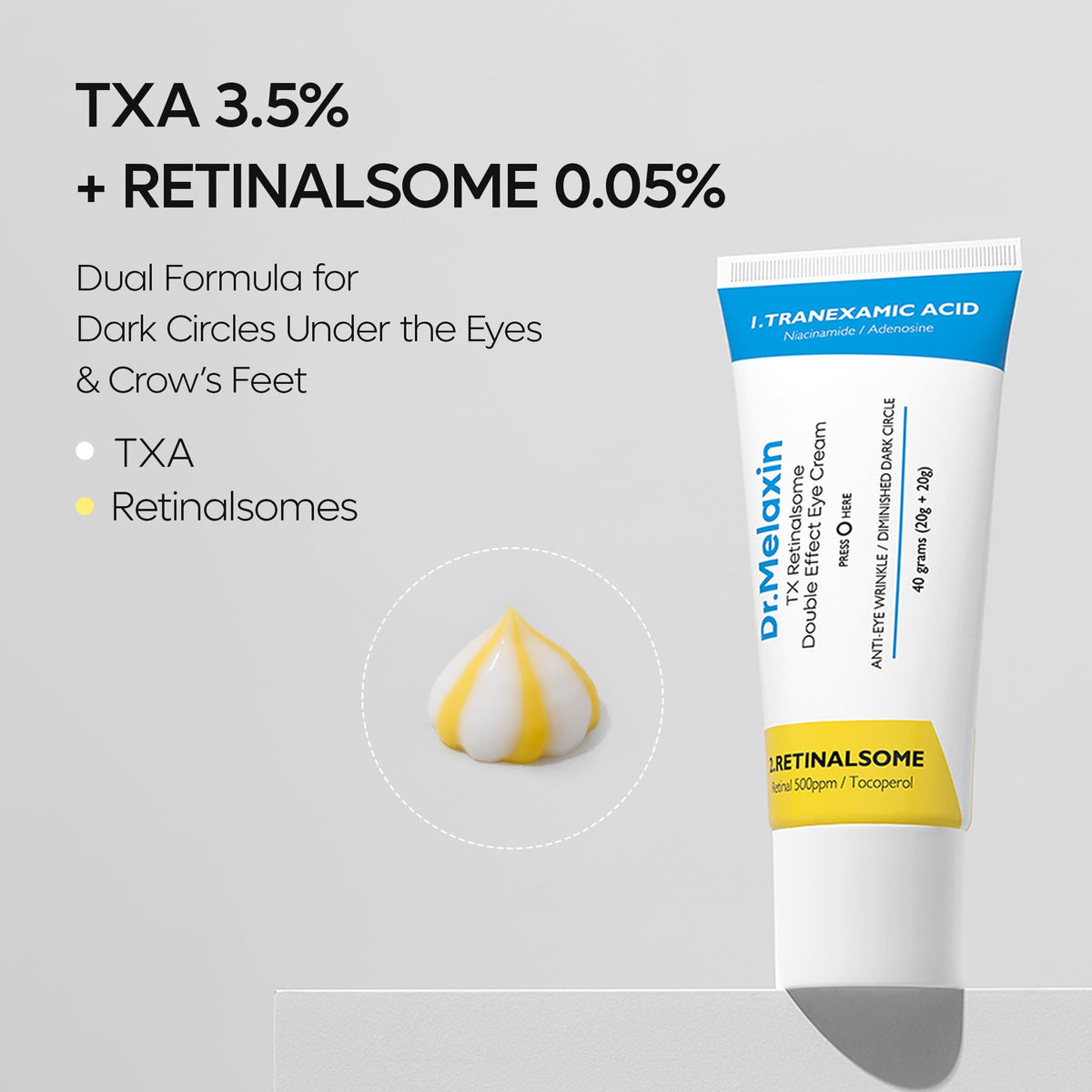 DR MELAXIN TX Tranexamic Acid Retinalsome Dual Eye Cream - Dr.Melaxin Official Imagery - 3
