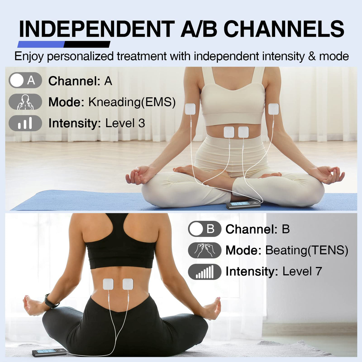 NURSAL Dual Channel 24 Modes TENS Unit for Pain Relief 12 - NURSAL Official Imagery - 5