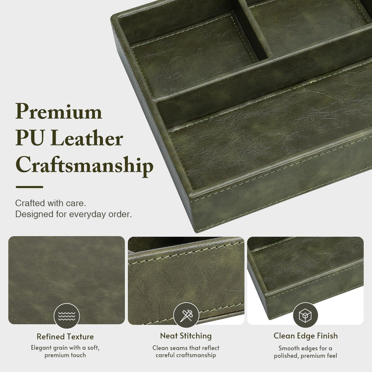 GORESE Valet Tray for Men Leather Tray EDC Desk Organizer - GORESE Official Imagery - 5