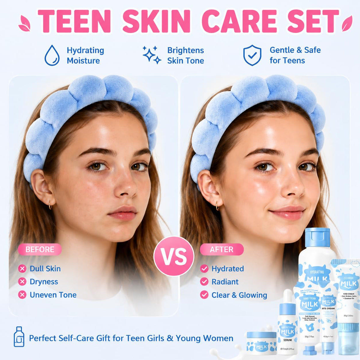17 IN 1 Milk Skin Care Set for Kids Teens Gentle Facial Care - Lingyun Official Imagery - 7