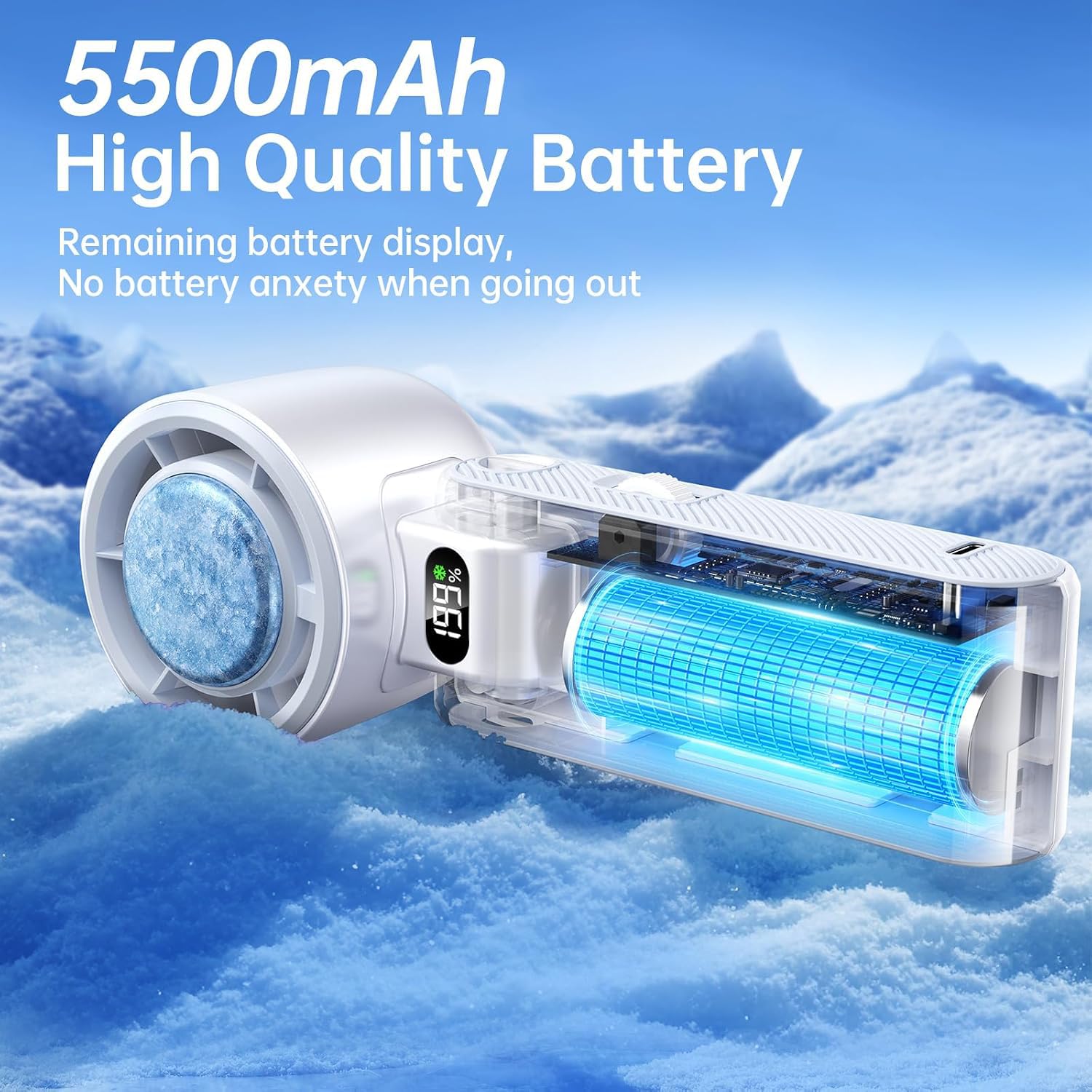 Coolhill Handheld Portable fan with Turbo Cooling 5500mAh 199 Spe by Coolhill - Angle View 5