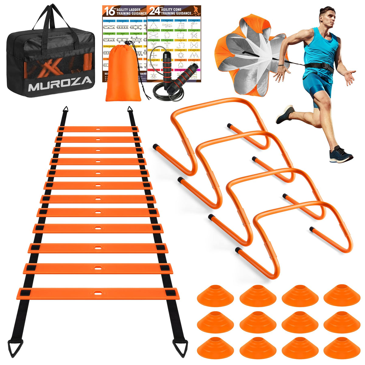 Agility Ladder Agility Speed Training Equipment Set 20ft - MUROZA Official Imagery - 1