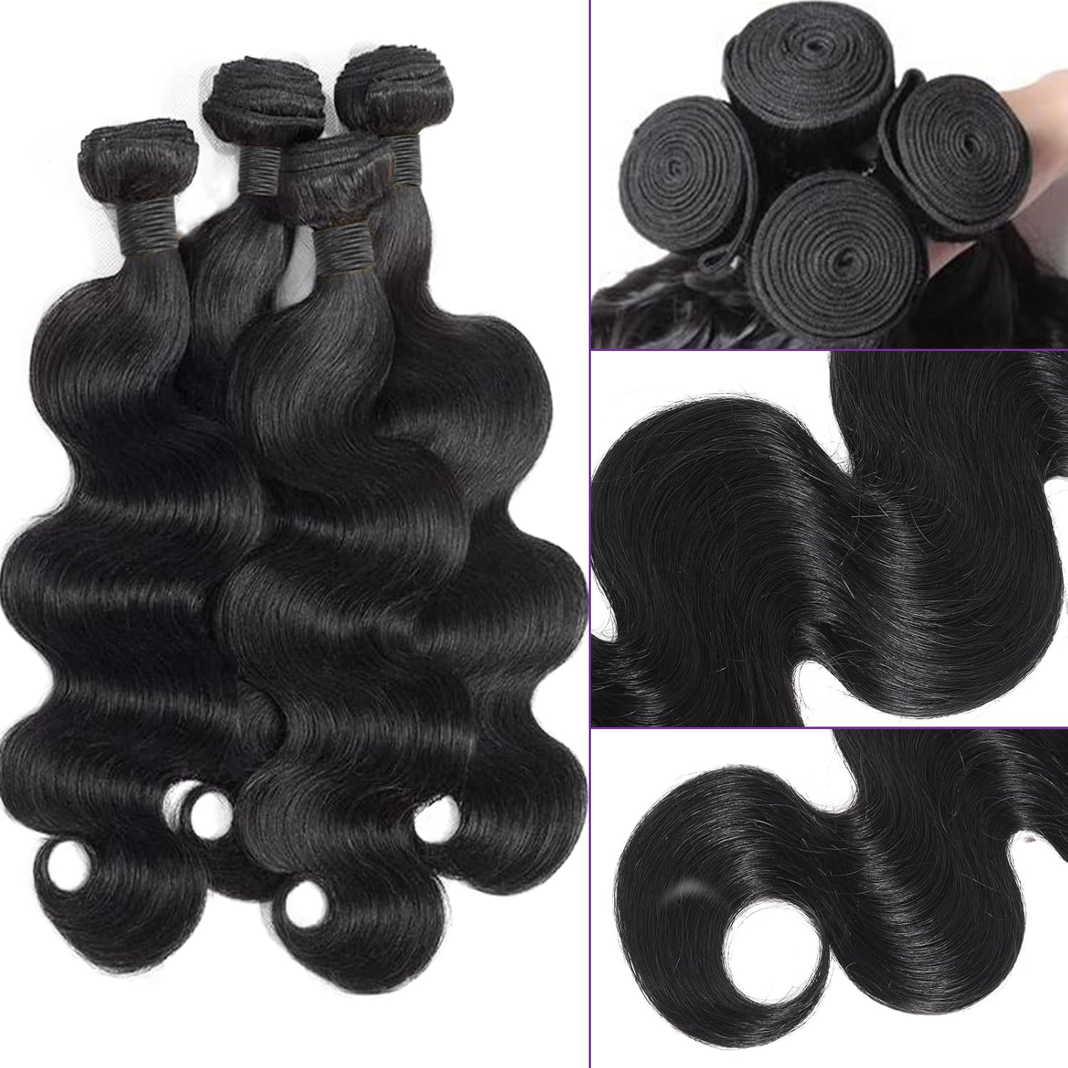 Welheifa 12A Human Hair Bundles 18 2022 24 Inch Body WaveBundles - Welheifa Official Product View 3