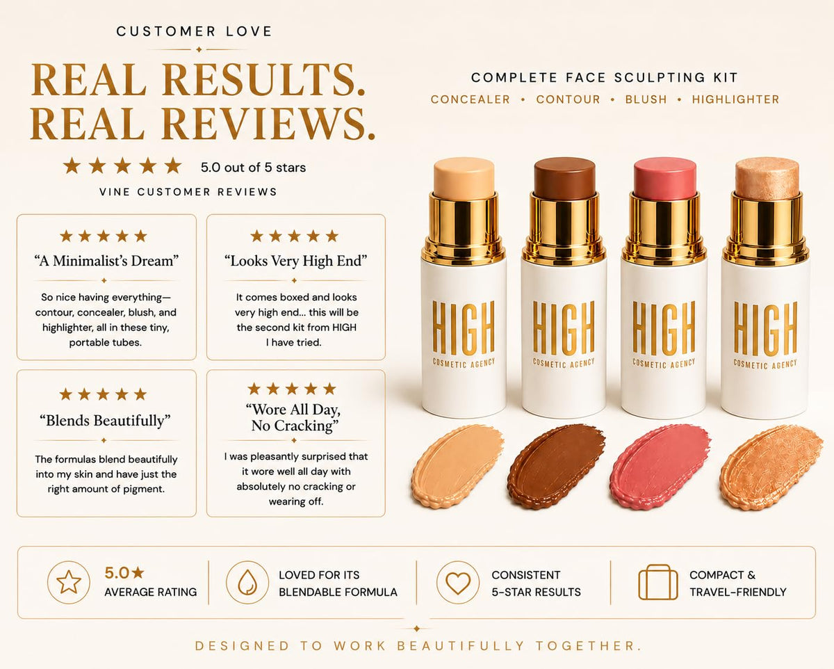 Golden Complete Face Sculpting Kit 4 Piece Cream Stick - HIGH COSMETIC AGENCY Official Imagery - 7