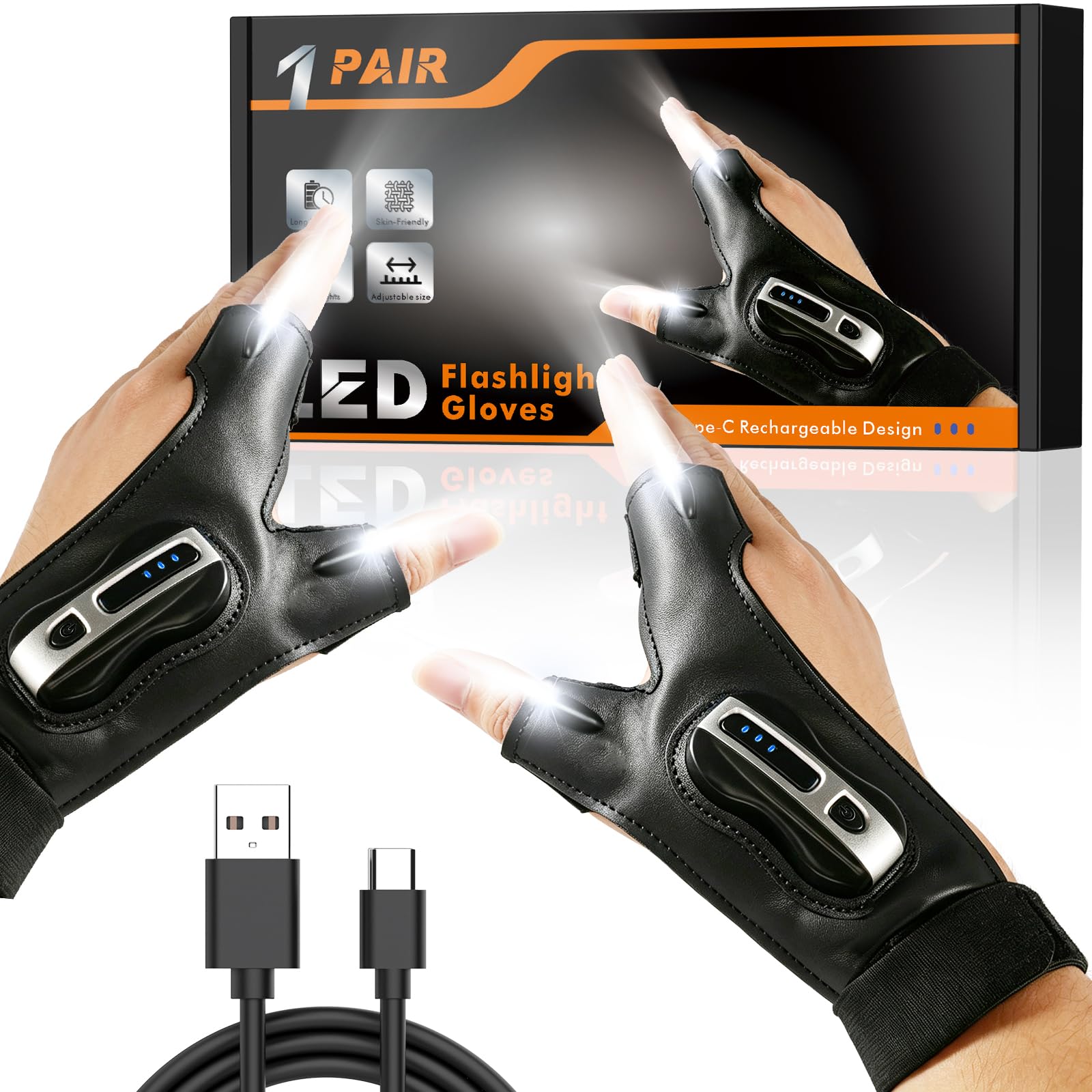 Yoozon Rechargeable LED Flashlight Gloves, Stocking Stuffers for Men Him Dad - Yoozon Official Product View 1