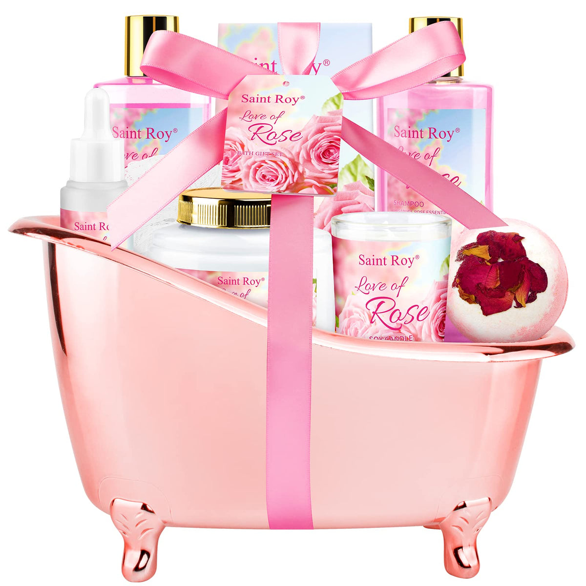 Spa Gifts for Women Rose Spa Gifts Bath and Body Gift Basket - Saint Roy Official Imagery - 2