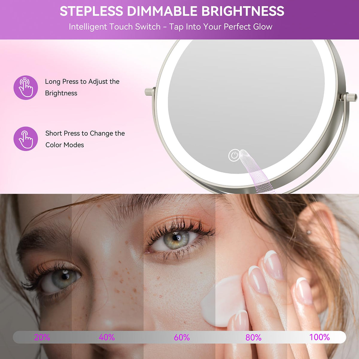 Auxmir 9 1X 30X Lighted Makeup Mirror Rechargeable - Auxmir Official Imagery - 6