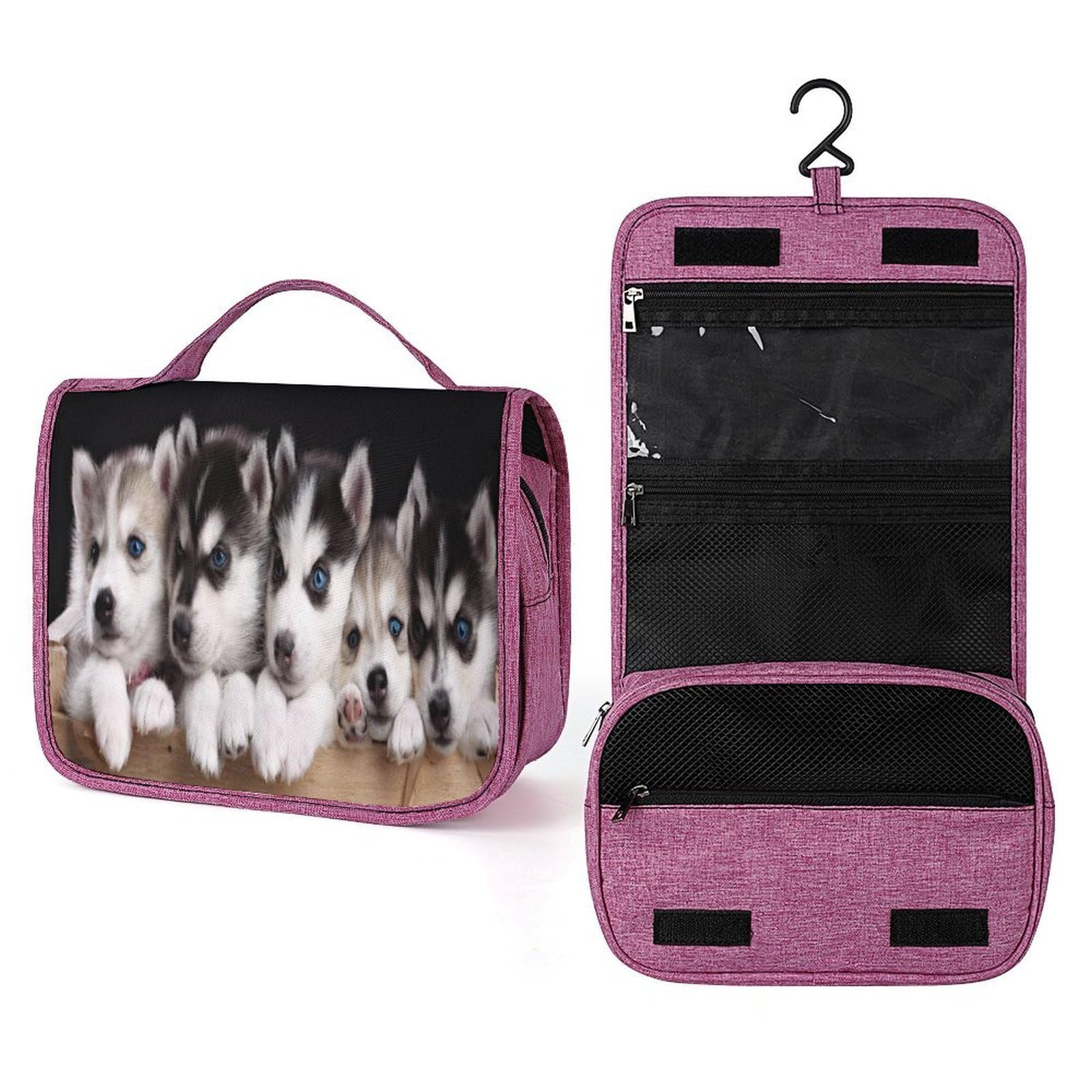 FodPand Husky Dog Hanging Toiletry Bag Waterproof Bathroom Toiletry Bag Compartments Multifunctional Makeup Bag Makeup And Toiletries Organizer Travel Toiletries Bags