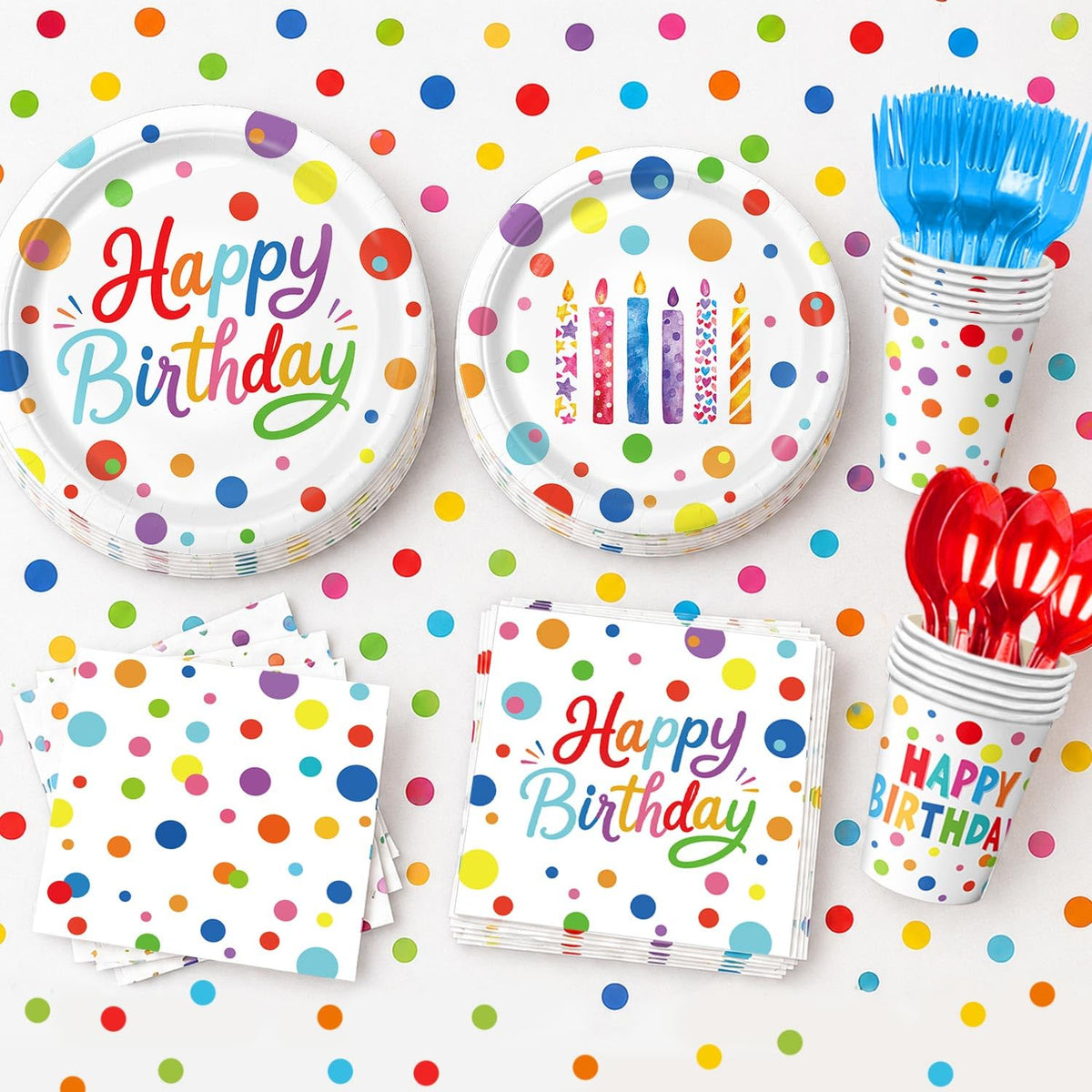 Happy Birthday Decorations 190PCS Colorful Dots Birthday - NKPDAXM Official Imagery - 4