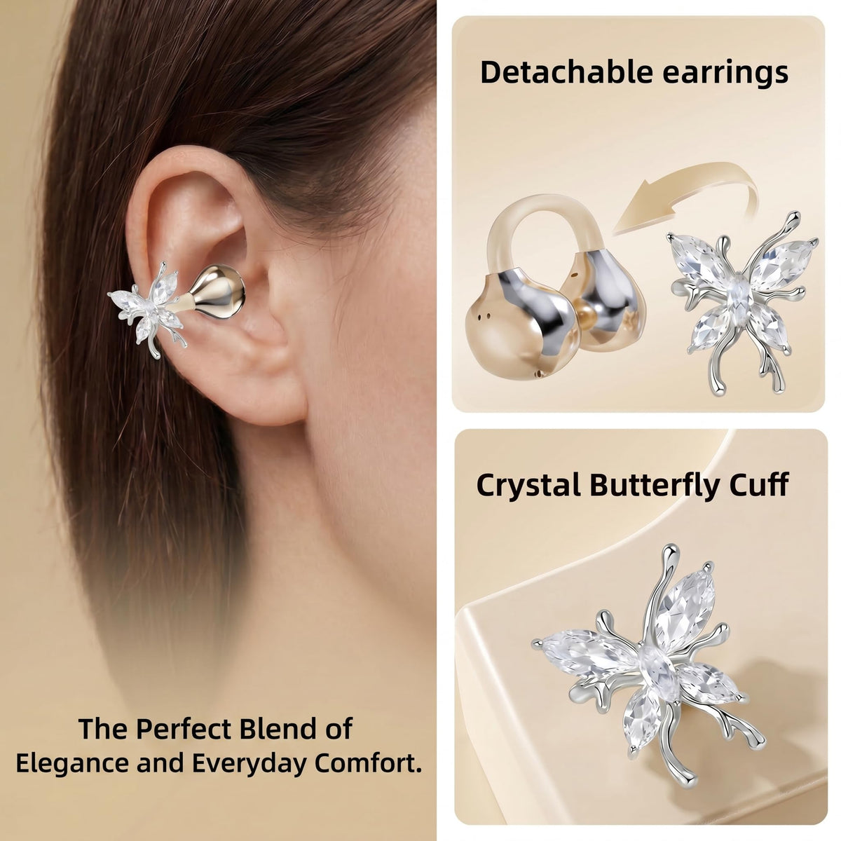 Wireless Bluetooth Earbuds Earrings with LED Digital Display - xzqioue Official Imagery - 3
