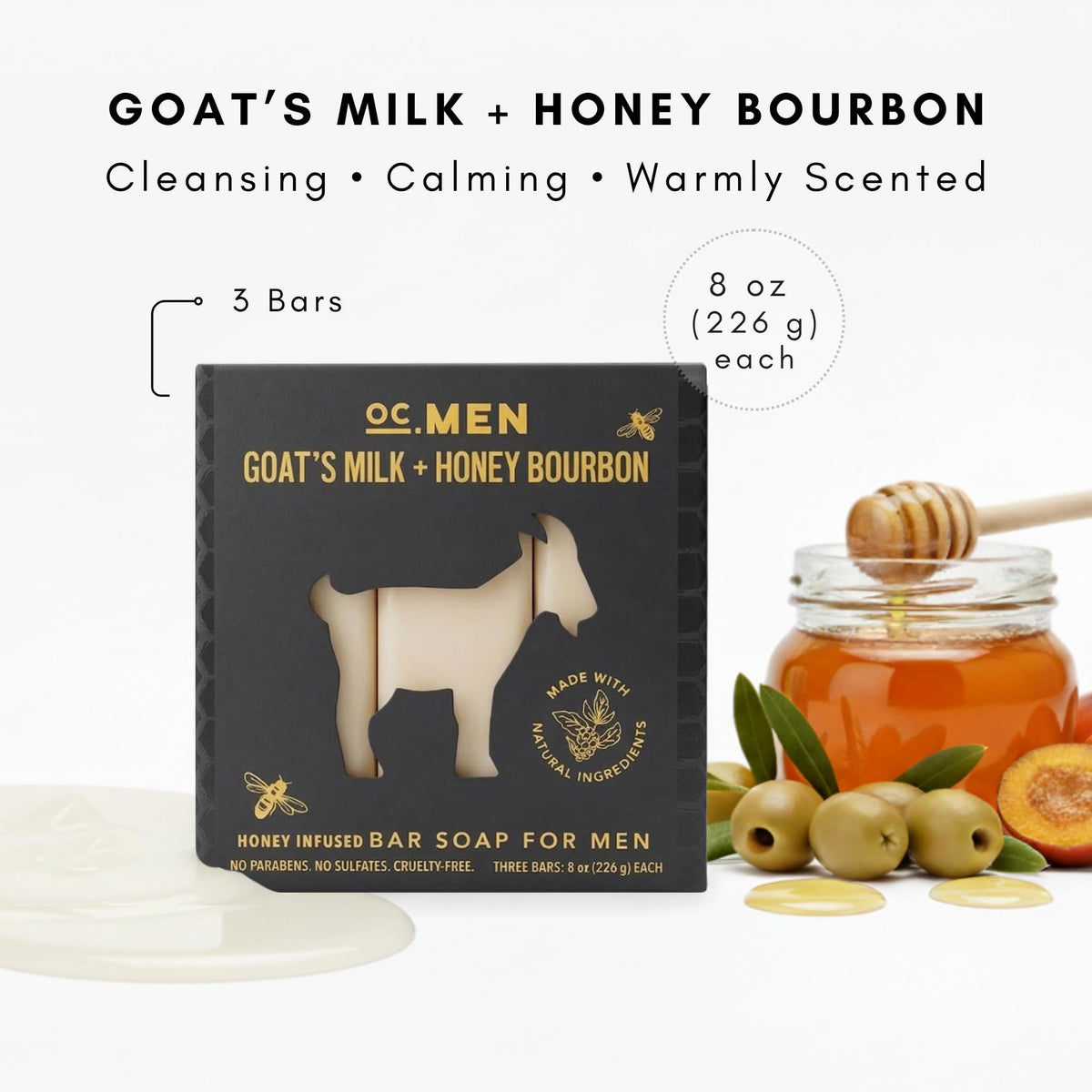 Olivia Care Men Goat s Milk Honey Bourbon Honey Infused Bar - Olivia Care Official Imagery - 6